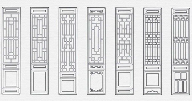 五通桥常用中式仿古花窗图案隔断设计图